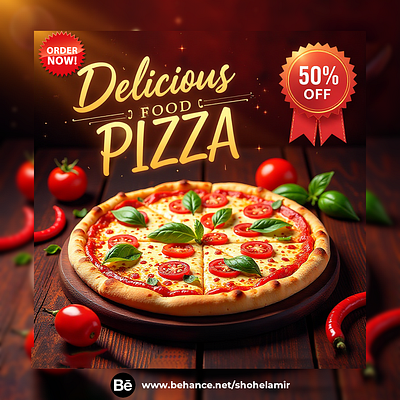 Social Media Pizza Poster Design advertisement poster creative poster graphic design social media