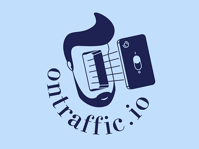 On Traffic Logo app attention brand branding content face head illustration logo man on smartphone traffic vintage