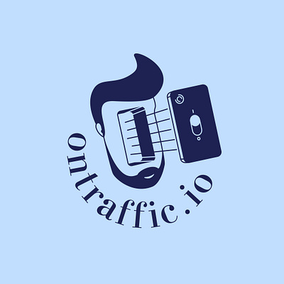 On Traffic Logo app attention brand branding content face head illustration logo man on smartphone traffic vintage