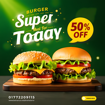 Delicious Burger Poster Design advertisement poster design graphic design