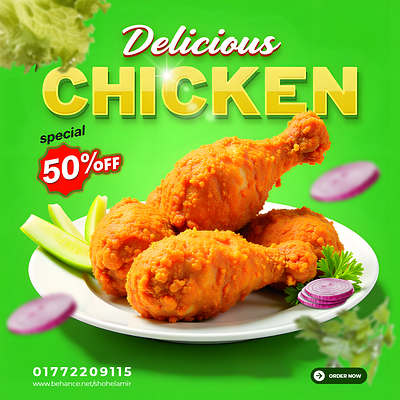 Delicious Chicken Poster Design advertisement poster design