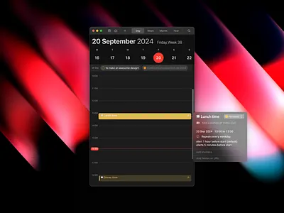 MacOS Apple Calendar – Small size window apple calendar dark macos ui