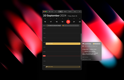 MacOS Apple Calendar – Small size window apple calendar dark macos ui