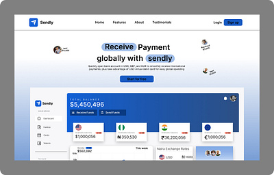 Sendly Landing Page banking website ui uiux