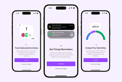 Subscription Tracker App Onboarding UI design product design ui uidesign uiux uiuxdesign