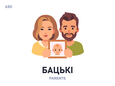 Бацькí / Parents belarus belarusian language daily flat icon illustration vector