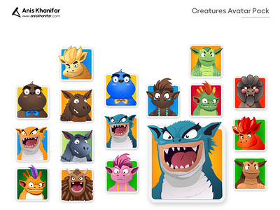 Creatures Avatar Pack avatar avatarpack character character design illustrator pack picture profile