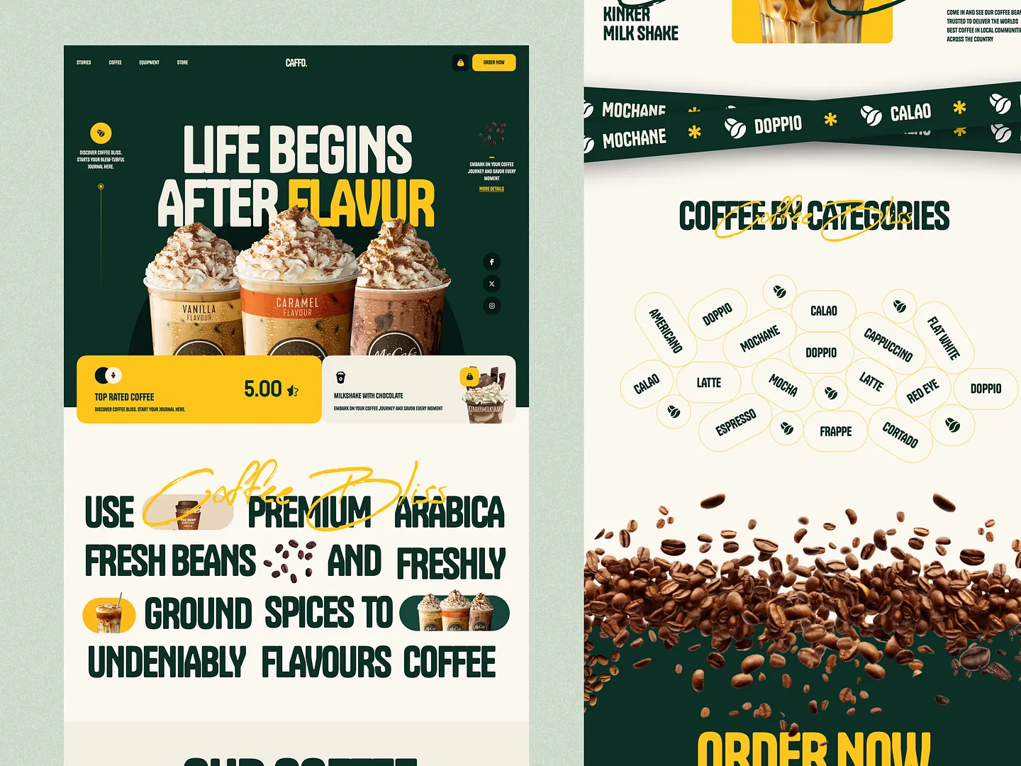 Delicious Food Delivery Website Design for Caffo Coffee Shop