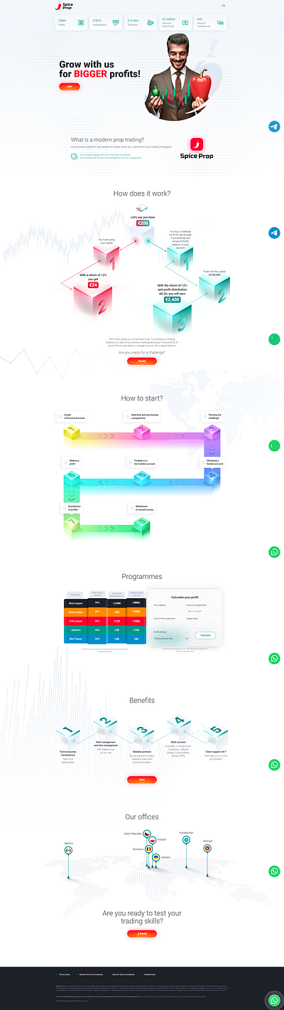 Spice Prop Firm challenge design development figma firm landing page payout prop prop firm ui uiux ux