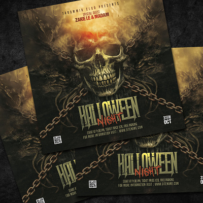 Halloween Night Flyer download event flyer halloween flyer halloween invitation halloween party halloween poster poster psd skull