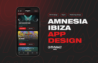 Amnesia Ibiza App | UX/UI design figma graphic design ibiza mobile app design product design ui ui components ui design ui kit ux ux design uxui wireframing