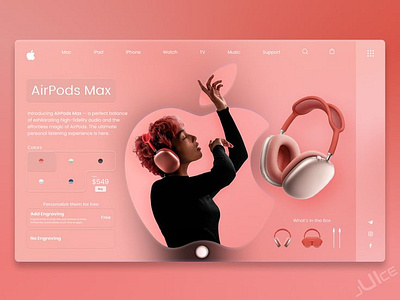 Web concept with AirPods Max (Apple) 3d animation branding design graphic design illustration logo motion graphics ui uiux web design