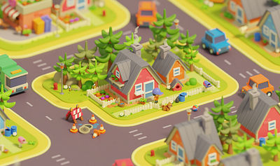 Neighborhood character color concept illustration