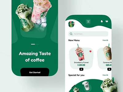 Starbucks Coffee App Design animation branding cofeeapp coffee design graphic design illustration logo mobileapp starbucks ui uiux vector web design