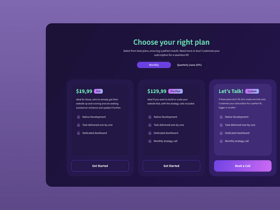 Subscription/Plan selection landing plan select plan sign up subscription ui ux