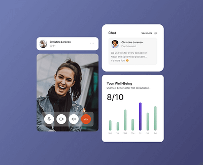 Video call dashboard UI elements call chat dashboard element elements light product design saas ui video video call white