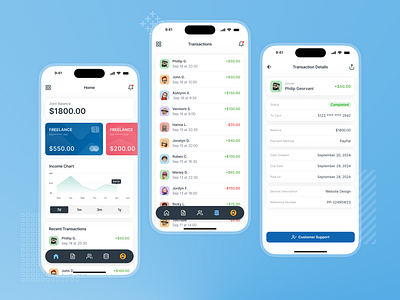 FreeFlow App – Dashboard & Transactions app app design application design banking finances fintech freelance mobile app mobile design product design ui ui design ux ux design uxui web design