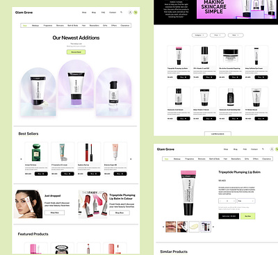 Glam Grove - Skincare E-commerce Website Design branding logo ui website