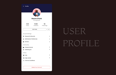 User Profile Page - UX Design cleanui daily ui dribbbleshowcase personalizedexperience profile page user experience user interface design user page user research user view userprofile