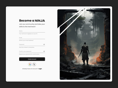 NINJA website Signup Page UI Design ! app app ui branding daily ui dailyui free free ui login ui ninja sign up signup ui ui ui design uiux web ui