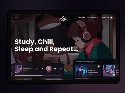 Lofi Girl radio website | Concept lofi lofi girl music radio streaming ui webdesign website