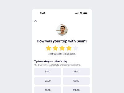 Ride Hailing Mobile App - Rating Feature mobileapp productdesign rating ratingfeature ride ridebooking ridehailing transportation ui uiux