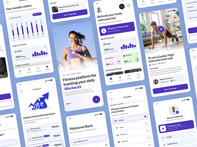 Fitness & Workout App (Full App) app cardio case study coach dashboard exercise fit fitness fitness app gym ios minimal design mobile app sports tracker training ui ux workout yoga