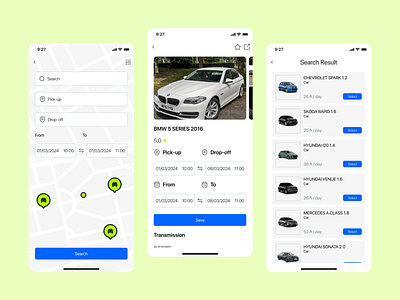 Windy Ride a car rent app car rent mobile app rent a car ui ui design ux windyride