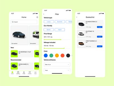 Filter screen UI design mobile app rent a car ui ui design ux ux design