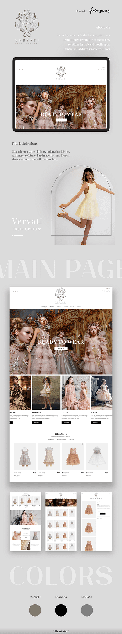 Vervati Haute Couture | Web Design app branding design ecommerce figma graphic design illustration logo photoshop ui ux webdesign