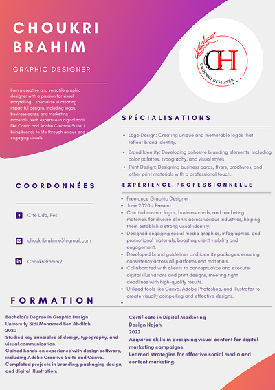 Stylish Graphic Designer CV Template – Customizable & Profession 3d animation branding graphic design logo motion graphics