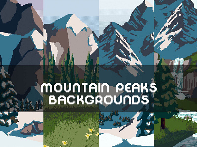 Free Mountain Peak Pixel Art Backgrounds 2d art asset assets background backgrounds bg game game assets gamedev illustration indie game mountain mountains parallax pixel pixelart pixelated seamless