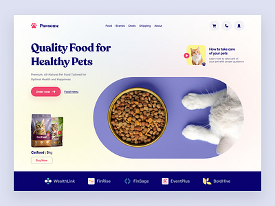 Pawsome-Pet Food Website animals life cat cat food design food landing page minimal online sotre pet ecommerce pet food pet website pets petshop ui ui design ux web website