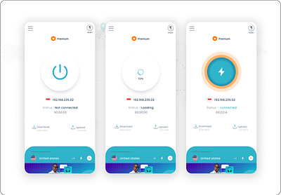 Turn on Vpn & loading app application design graphic design landing page ui ux vpn