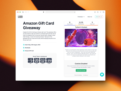 Giveaway Page Design 3d amazon animation basic bet branding contest conversion design ecommerce giveaway graphic design illustration logo minimal motion graphics ui ui design ux ux design