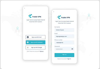 SignUp-Login VPN application branding design graphic design landing page login signup ui ux