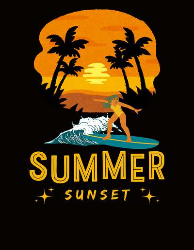 Summer Sunset & Water Skiing graphic design illustration motion graphics photoshop vector