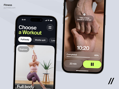 Fitness Mobile IOS App Design Concept accent fitness green product design stretching workout