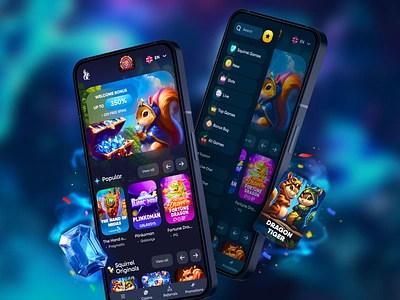 Online Casino - Mobile Design app bet betting casino casino app casino games casino interface casino platform crypto design slots gambling game ui gaming live casino mobile mobile casino online casino original games slots sport betting