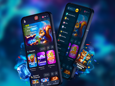 Online Casino - Mobile Design app bet betting casino casino app casino games casino interface casino platform crypto design slots gambling game ui gaming live casino mobile mobile casino online casino original games slots sport betting