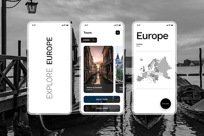 Europe tourist app app design explore europe minimal mobile app mobile ui design modern travel app travel europe travel website ui ux ux design