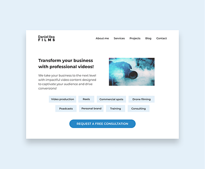 Video landing page - UI design app branding design desktop digital video film interface landing page logo product design splash screen ui ui design uiux ux ux design video video landing page web web design