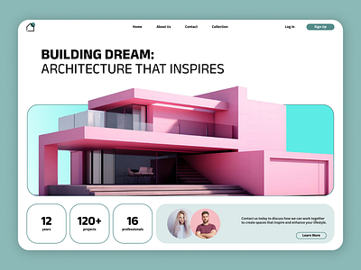 The main screen of the architectural bureau design ui ux web design