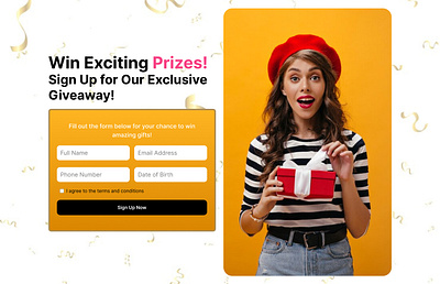 Giveaway Contest Sign-Up Page figma gift page sign up giveaway hero sign up page ui