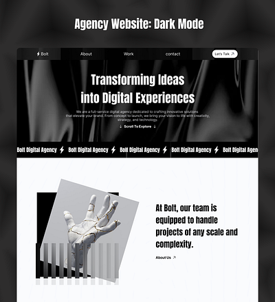 Agency Website: Dark Mode agency landing page design agency ui design agency website agencyl anding page business website consulting consulting website dark mode design figma it firm it firm website landing page service ui ui deisgn uiux ux website website design