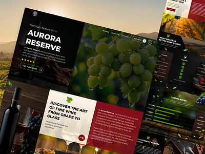 Aurora Vine alcohol barel grape landscape product red vine ui ux vine web design