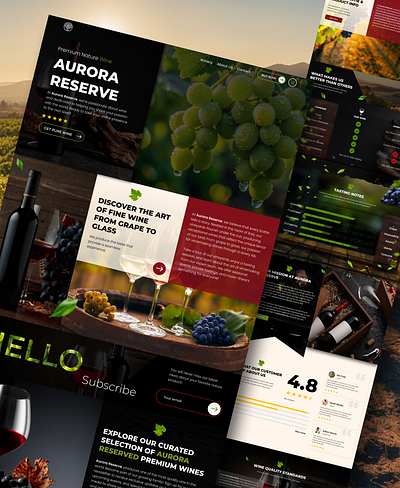 Aurora Vine alcohol barel grape landscape product red vine ui ux vine web design