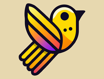 Birdie 🐤 animal app bird birdie branding chick cute design fly graphic design illustration logo orange purple songbird ui vector wings yellow