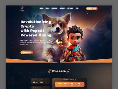 Tokenomics Landing Page ai branding chart design graphic design landingpage latest new orange pepe presale process token tokenomics trending ui ui design web web application website