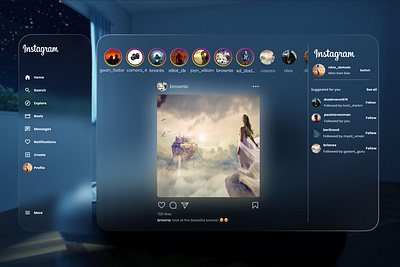 Instagram Apple Vision Pro VR Concept app ui apple pro vr dribbble figma graphic design instagram ui vr concept